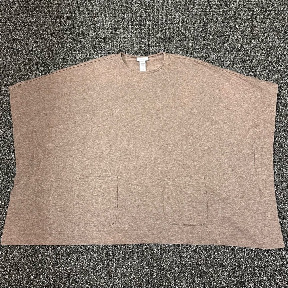 Purejill Brown Oversized Top Pockets Womens Size XS/S Lagenlook Pima Cotton - Picture 3 of 6